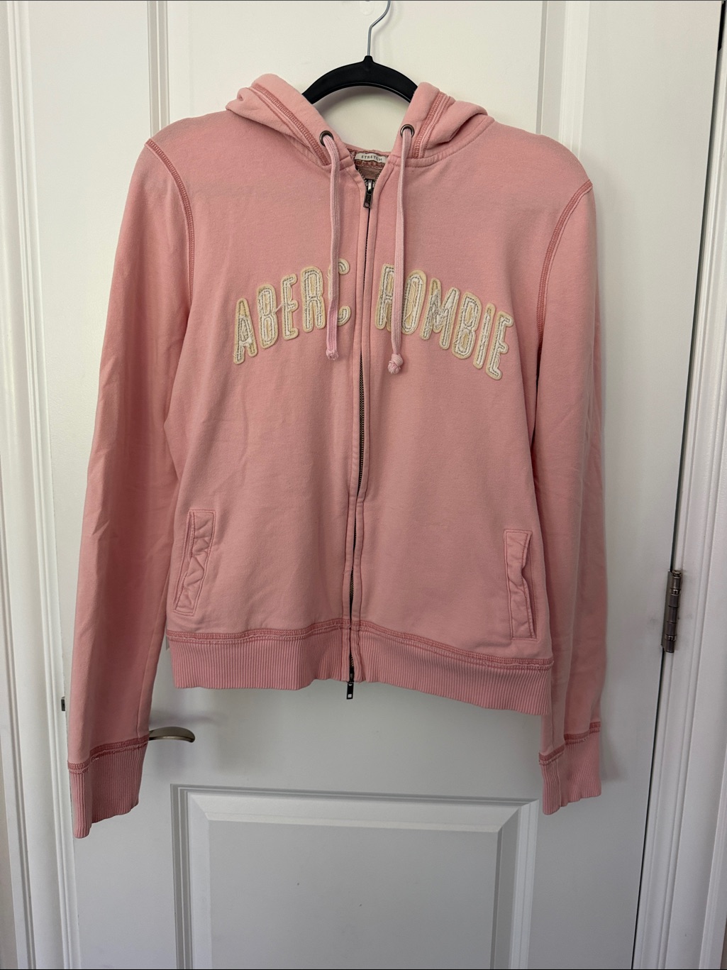 Abercrombie & Fitch Dusty Pink Zip Hoodie With Embroidered Logo
